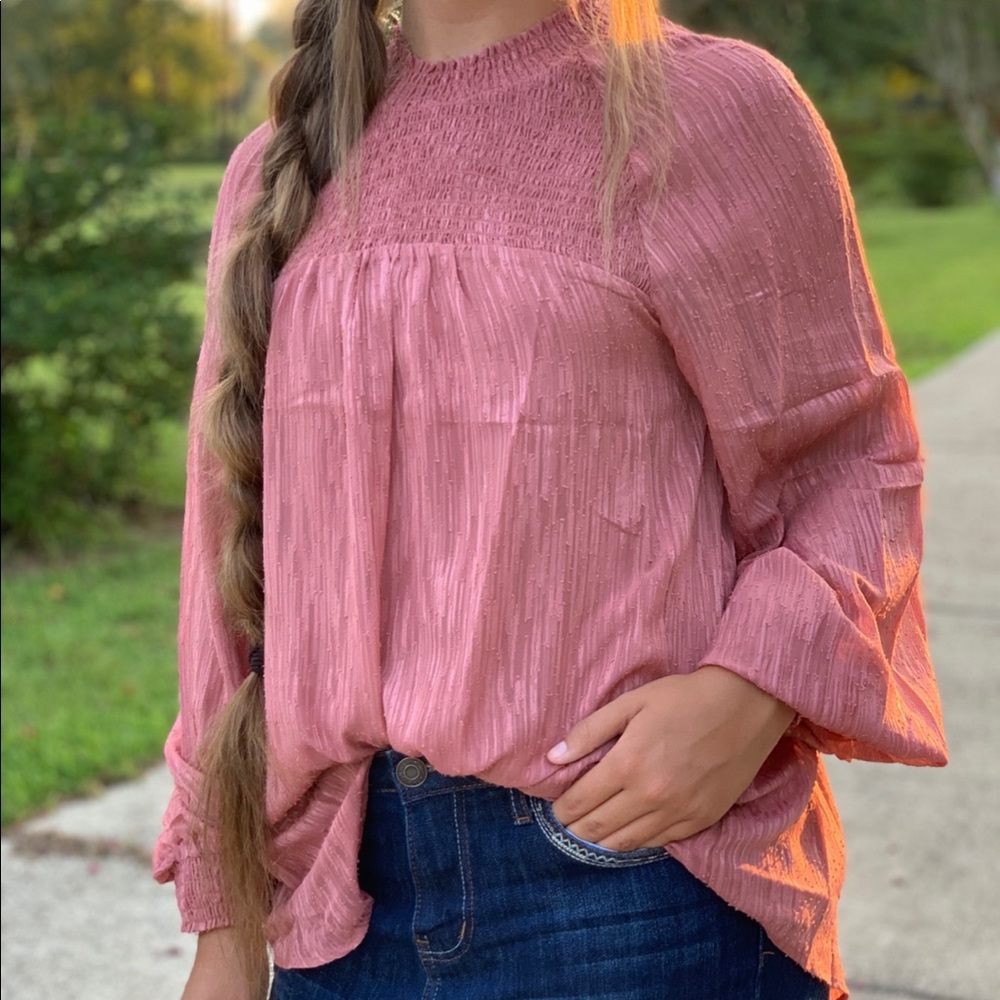 Sterling Long Sleeve Textured Woven Top